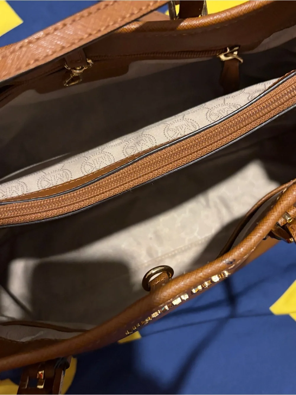Michael Kors Cognac Saffiano Leather Tote with Gold Hardware